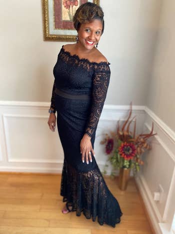 black dress with mesh sleeves Sander Long-Sleeve Ruffle-Hem Midi – Club L London shoes:Executive Select Size::unsized Collared Dress: Women's Collared