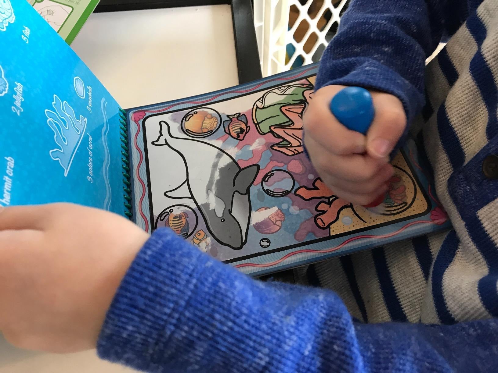 reviewer image of a small child using the book