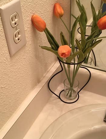 one vase with tulips