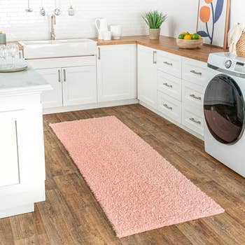 Image of pink runner in kitchen