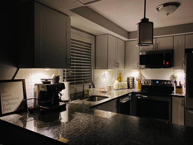 under cabinet lighting in a kitchen