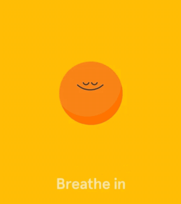 a gif of an animated orange circle expanding and contracting with words reading 