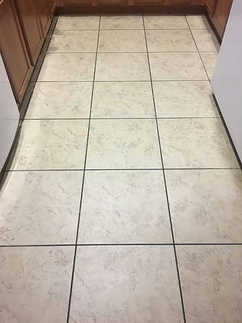 Reviewer's tiles before using grout cleaner