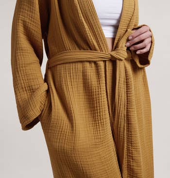 a close up of the mustard robe