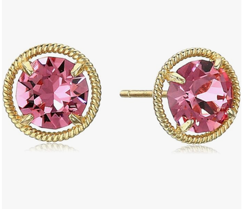 gold studs with pink stone
