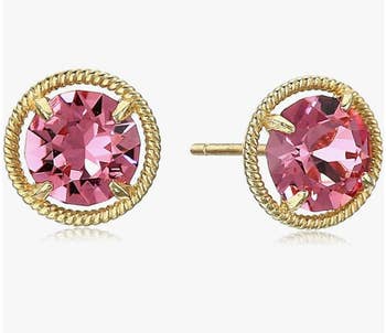 gold studs with pink stone