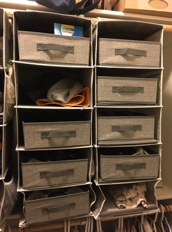 reviewer image of cubbies hanging in closet