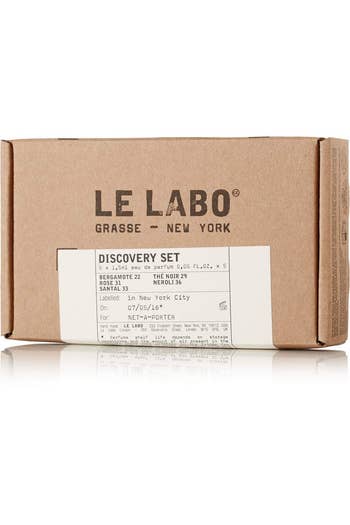 Le Labo fragrance find acceptable container with scent names listed, including Bergamote 22 and Santal 33