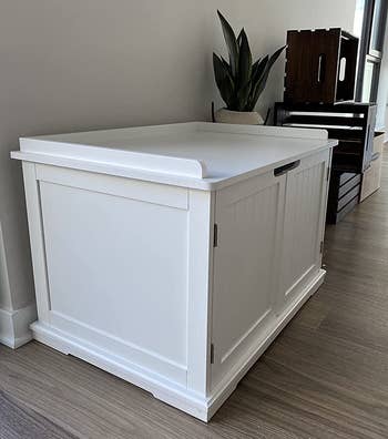 side view of the white cabinet in a reviewer's home