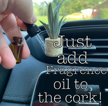 Someone adding fragrance oil to the cork part of the planter