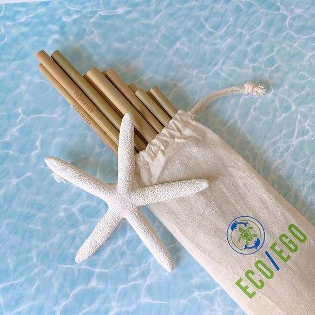 a pouch of bamboo straws