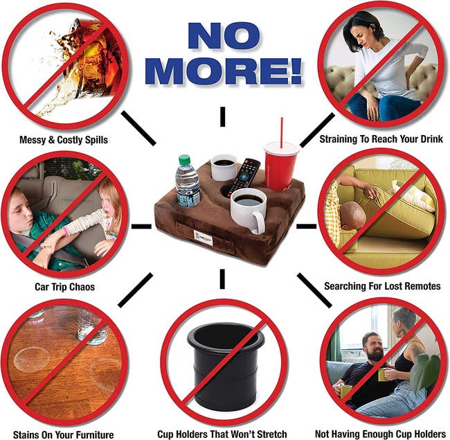 diagram of ways to use the couch cup holder