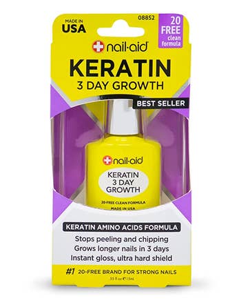 Keratin nail growth bottle in the packaging