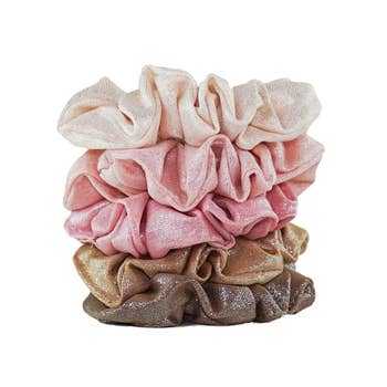a stack of shimmery scrunchies
