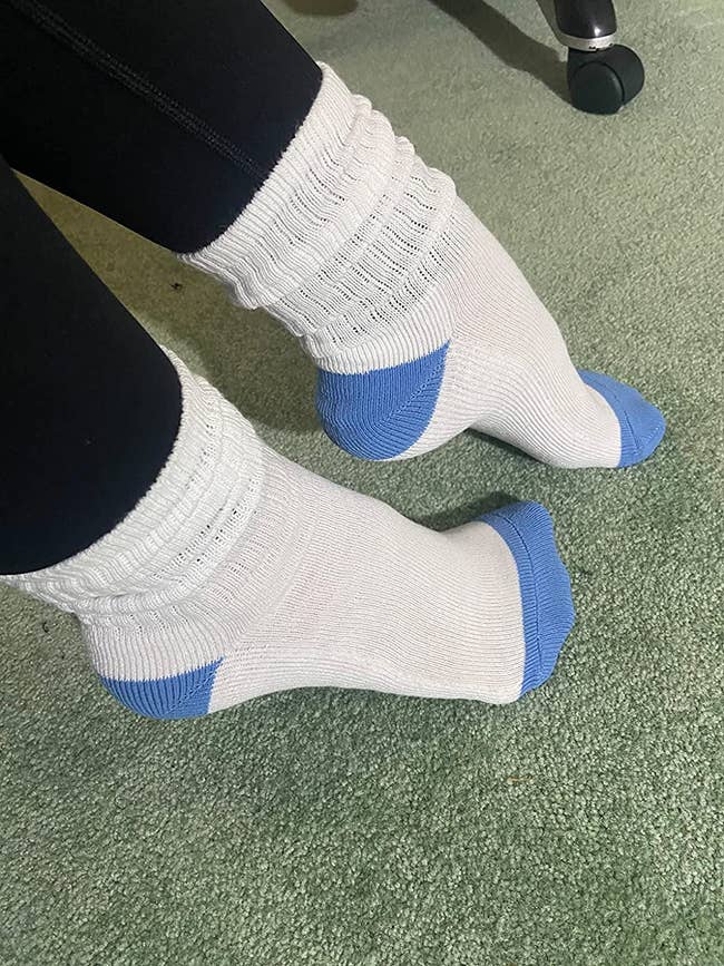 crew socks with blue toes and ankles