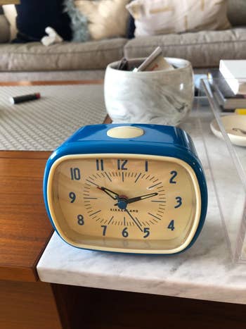 the bluish mentation of the clock