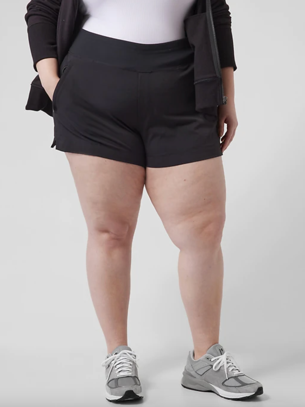 model wearing the shorts in black