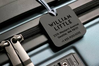 black silicone engraved luggage tag