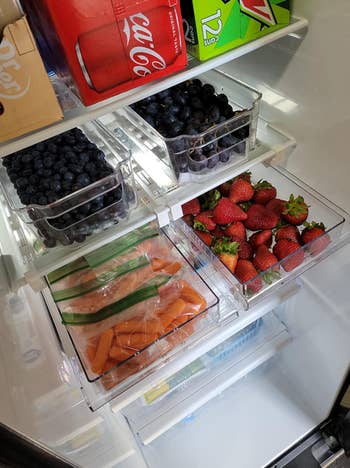 reviewer image of drawers attached in fridge filled with fruit