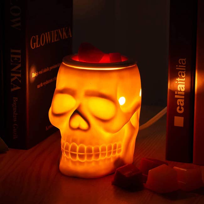 skull shaped light up candle wax melt warmer