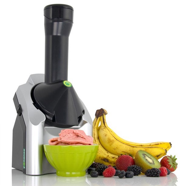 A frozen soft serve machine with fruit