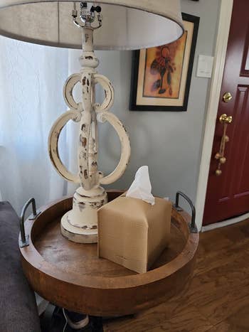 Social media trends Viral content Trending hashtags Social media updates Trending memes and videos another reviewer's beige tissue box cover on a side table next to a lamp
