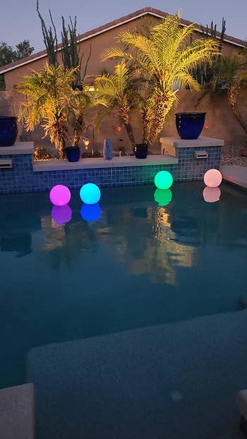 a reviewer's pool with four balls floating in it