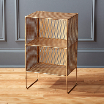the empty gold metal shelf