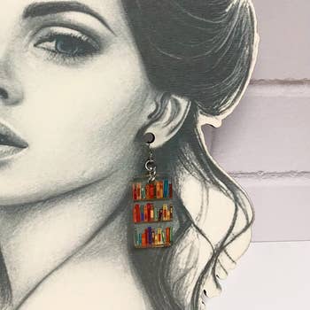 a view of the earrings on a model