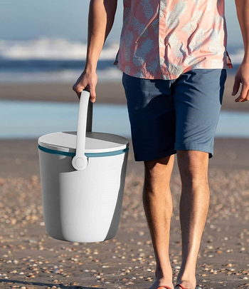 A model holding the closed cooler