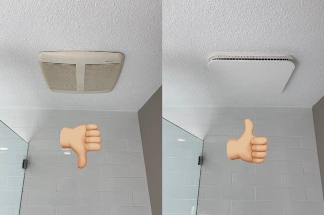 Left: Old vent with thumbs down emoji. Right: New vent with thumbs up emoji