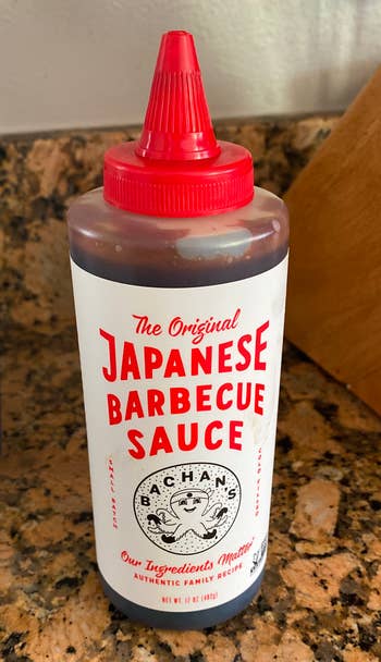 Bottle of Bachan's Original Japanese Barbecue Sauce connected a room counter