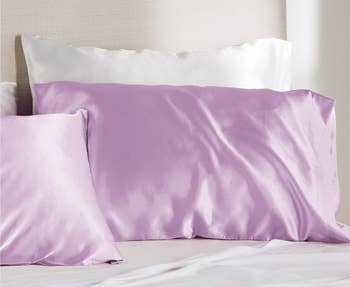 lavender color pillowcases on a bed