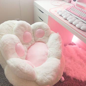 plush paw pillow connected  machine  seat  
