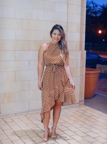 Forever unique tan sales polka dot dress