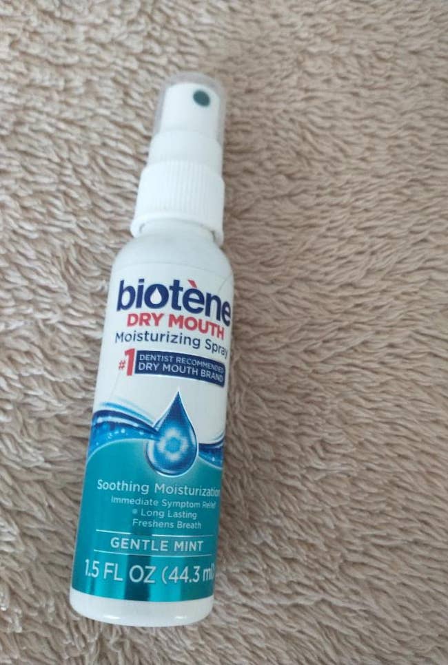 reviewer's bottle of dry mouth spray