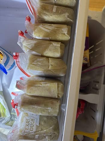 Frozen nutrient  items stored successful  integrative  bags with zip seals, organized successful  a freezer drawer