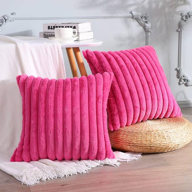 plush pink pillow case covers