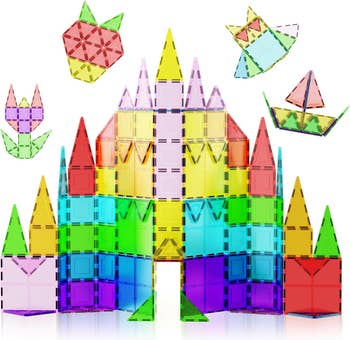 a large castle and other shapes built with the 100 pack