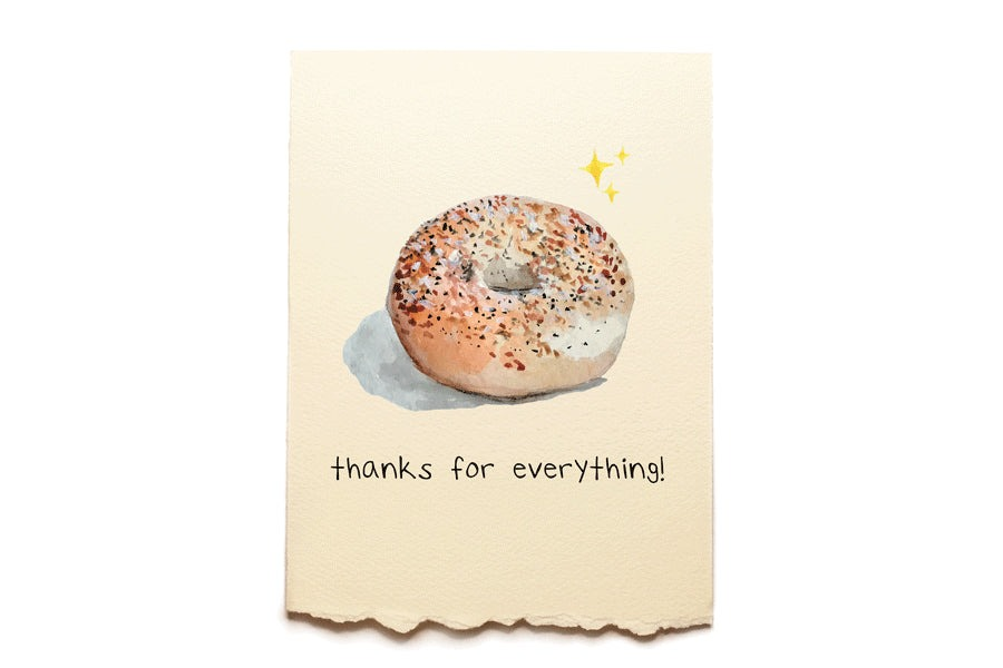 Illustration of a bagel with text saying
