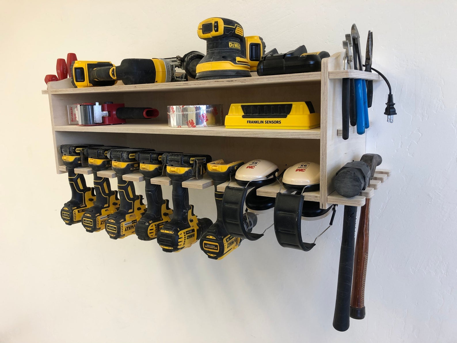 wall mounted shelf for power tools and accessories