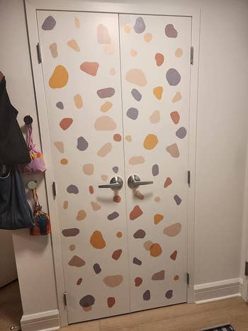 A closet door with a terrazzo pattern sticker