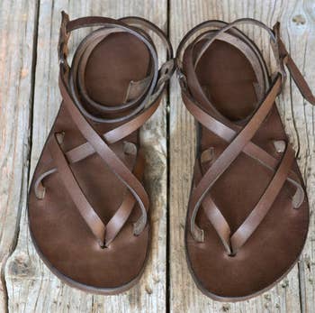 the sandals in brown