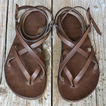 the sandals in brown