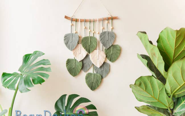 hanging leaf macrame decor