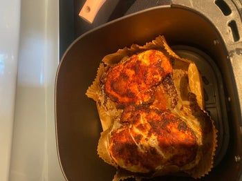 reviewer image of the liner in an air fryer