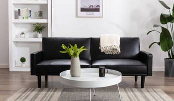 faux leather black sofa