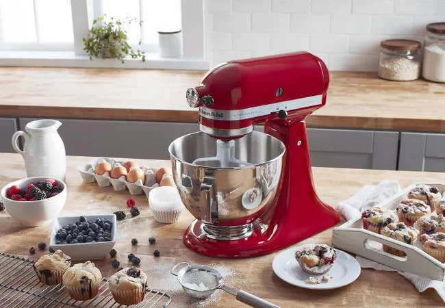 The stand mixer in the color Red