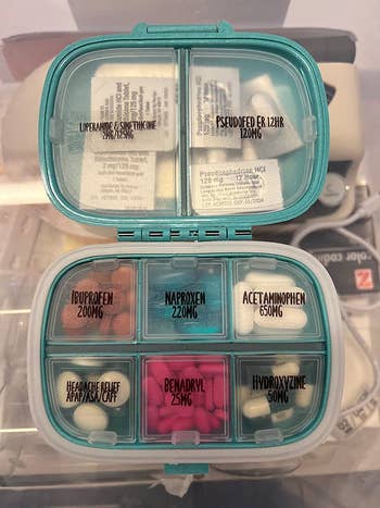 A reviewer shows statement   connected  their pill organizer