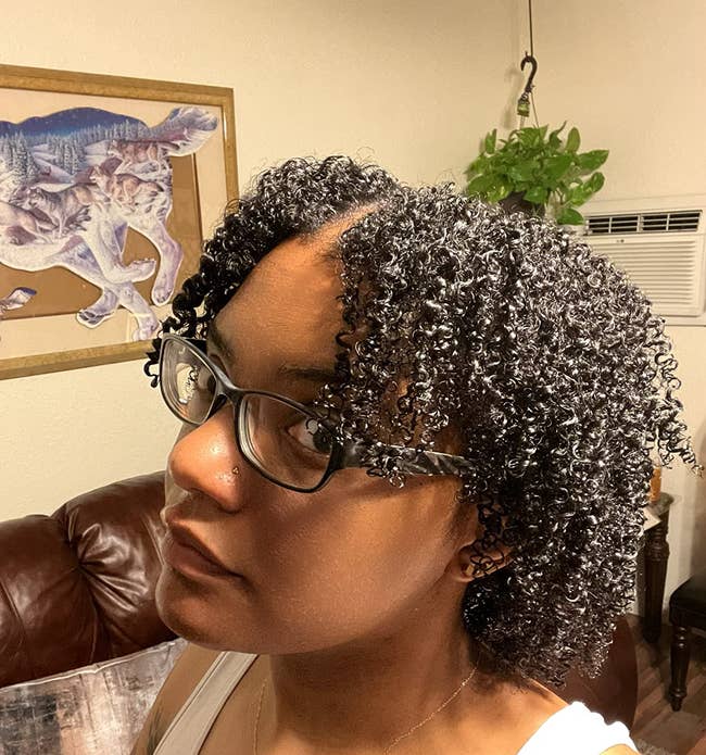 a reviewer with moisturized coils